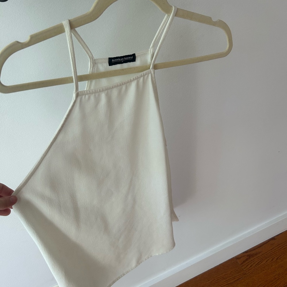 American Apparel Cream Asymmetrical Backless Tank Top